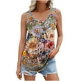 thumbnail image 2 of Women's Tank Tops Summer Loose T-shirt Sleeveless Shirt Beautiful Floral Print Vest Round Neck Loose Casual Oversize Blouses Top, 2 of 5