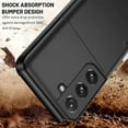 thumbnail image 5 of Dteck Case for Samsung Galaxy S22,Shockproof Wallet Card Slot Holder Pocket Slide Slim Fit Dual Layer Soft TPU Hard PC Hybrid Protective Back Cover for Galaxy S22 5G, Black, 5 of 6