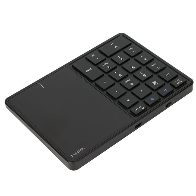 USB Number Pad, Type C Charging Wireless Number Pad 22 Keys Touchpad Dual Modes For For Win For OS X Black