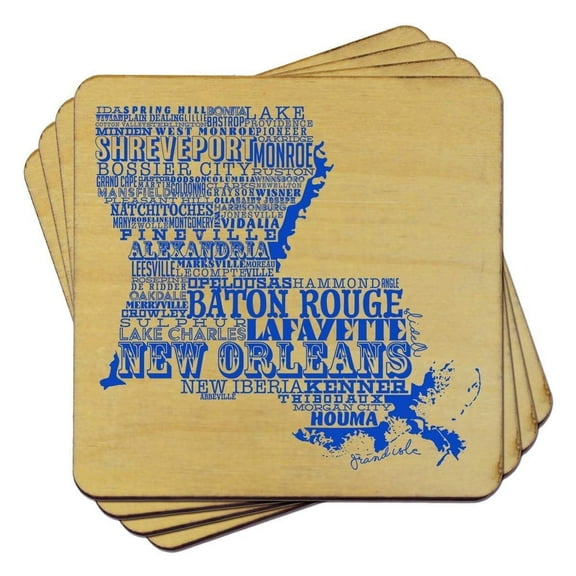 Torched Louisiana State Beer Coasters (Set of 4) Drink Beer Coaster 4″x4″ Brown