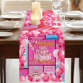 thumbnail image 3 of Happy Birthday 90 Inch Table Runner, Pink Balloons Bows Polka Dot Cakes Farmhouse Dresser Scarf Cotton & Linen Tablerunner for Dining/Kitchen Island/Holiday Party Décor 13" x 90", 3 of 9