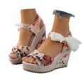 thumbnail image 3 of Women's Espadrille Wedge Sandals – Open Toe Ankle Strap Platform 4 Inchs High Heels Summer Dress Shoes, 3 of 8