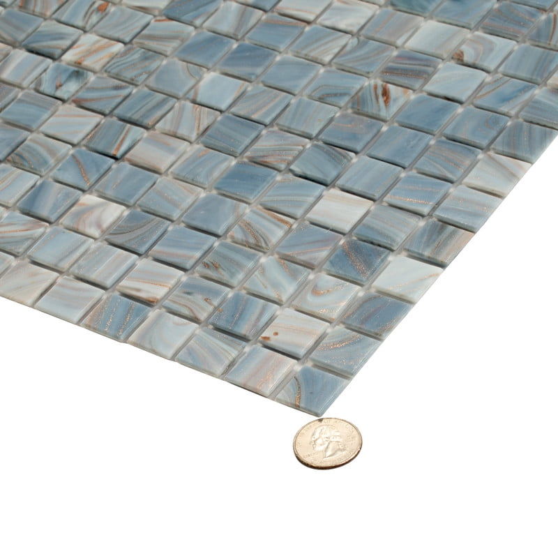 Celestial 12 in. x 12 in. Glossy Manatee Blue Glass Mosaic Wall and Floor Tile (20 sq. ft./case) (20-pack)