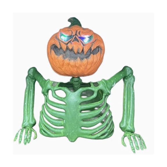 Glow in The Dark Skeleton Pumpkin Groundbreaker, Half Body Jack O Lantern Statue, Spooky Halloween Yard Decor for Garden Lawn Outdoor Party Haunted House