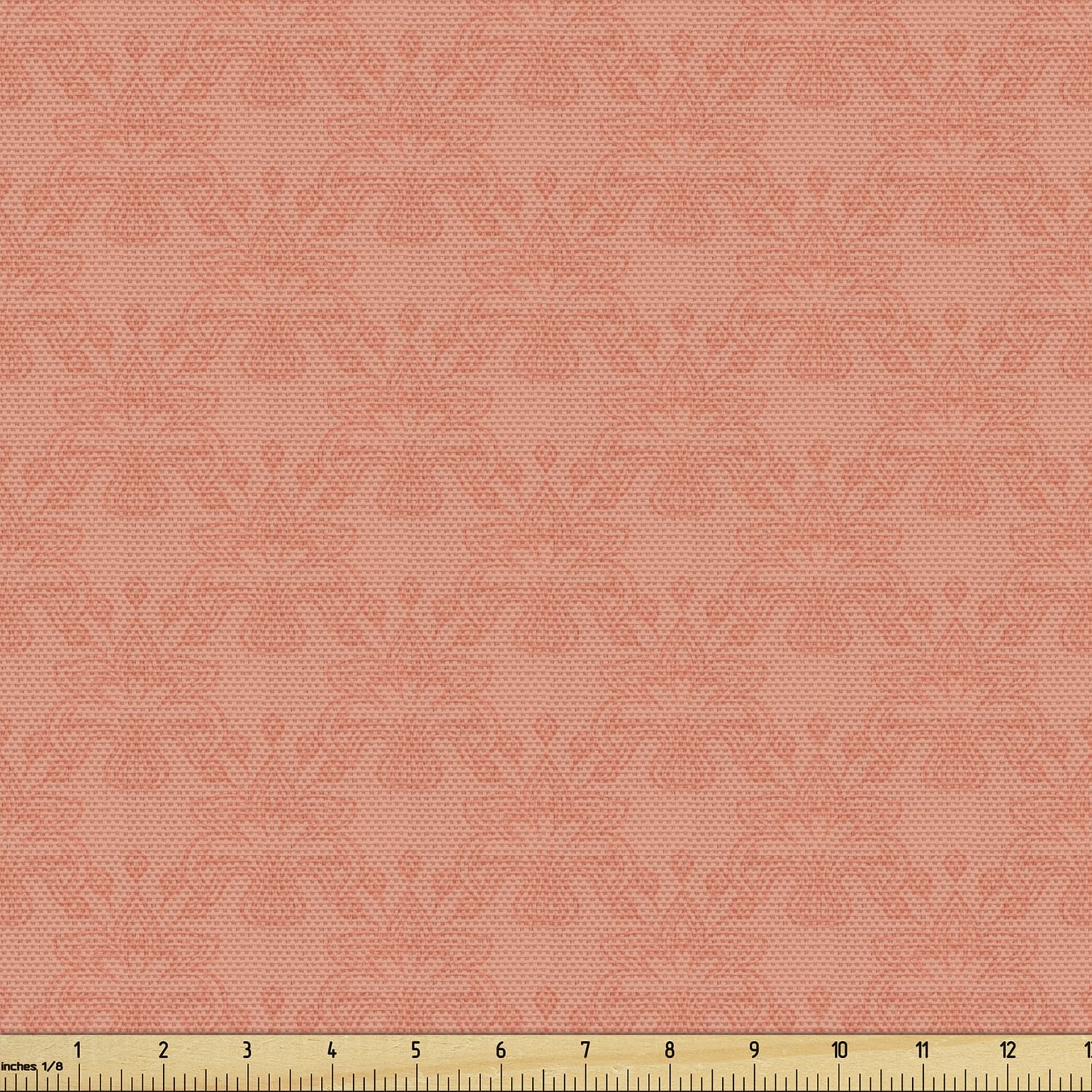 Peach Fabric by the Yard Flower Ornate Pattern Nature Inspired Image with Soft Color Spring