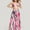 Pink, variant on Women's Three-Piece Swimsuit Set with Bikini Top High Waist Bottom and Sheer Abstract Print Wide Leg Pants - Large, Pink