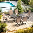 thumbnail image 3 of Outdoor Dining Chairs Set of 2, 360° Swivel Patio Chairs with Textilene Fabric, All-Weather Metal Armchair with Ergonomic Design, Rust-Resistant for Backyard Garden Balcony, 3 of 7