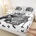 thumbnail image 4 of Homewish High Heels Perfume Queen Sheets,Classic Leopard Bowtie Print Queen Sheet Sets,Gray,4 Pieces,1 Flat Sheet, 1 Fitted Sheet and 2 Pillowcases, 4 of 6