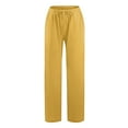thumbnail image 4 of LMOIPLI Women's Straight Wide Leg Lightweight Long Pants Elastic High Waist Fashion Summer Clothes Flowy Swing Palazzo Vintage Wide Leg Lounge Trousers Solid Color Wide Leg Lounge Trousers Yellow S, 4 of 8