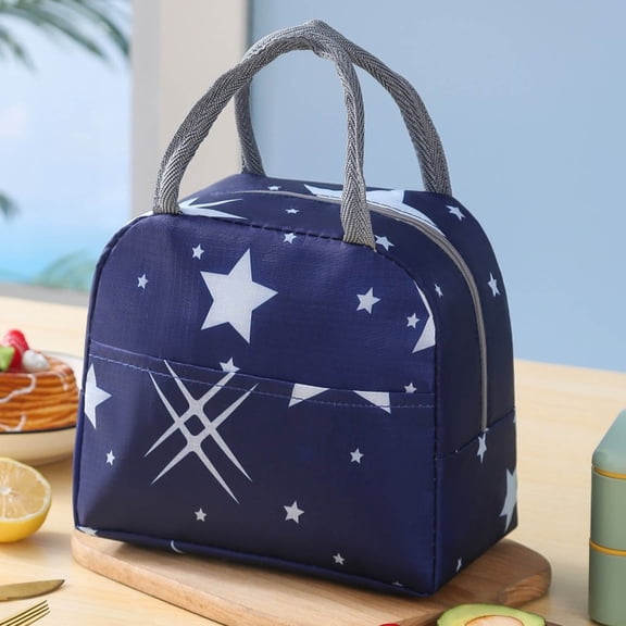 Huayishang Lunch Box for Women Portable Insulated Lunch Bag Lunch Bag Fast Food Insulated Bag 1Pc D Navy Blue Star, Kitchen Essentials Clearance Sale