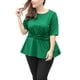 thumbnail image 1 of Mujer TalExtMangas Cortas Frente Nudo retorcido Peplo Top Verde 2X, 1 of 5