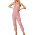 thumbnail image 2 of Conjunto de pijama de felpa esponjosa sin mangas para mujer INSPIRE CHIC, con pantalones jogger gruesos, ropa de casa y pijamas M Rosa, 2 of 5