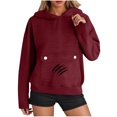 thumbnail image 5 of XPMWRP Cute Cat Sweatshirt for Women Casual Graphic Hoodie Fashion Animal Print Long Sleeve Pullover Oversized Tops Wine S, 5 of 8