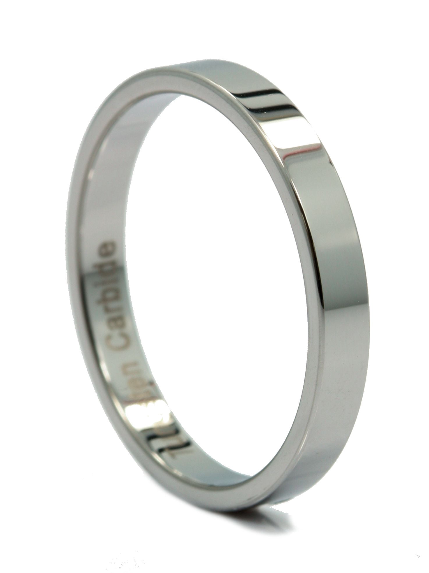 3mm Wide Tungsten Carbide Wedding Band - Flat Pipe Cut, Mirror Polished, Comfort Fit, Size 9 (Scratch Resistant) - View #6