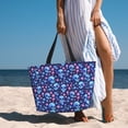 thumbnail image 6 of Disketp Blue Skull Flower Large Capacity Beach Bag, Waterproof Sandproof Beach Swim Pool Bag Tote Bag for Women, 6 of 7