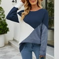 thumbnail image 2 of HAPIMO Womens Color Block Sweater Fall Fashion Long Sleeve Mock Neck Pullover Dressy Casual Ribbed Knit Loose Sweaters Teen Girls Clothes Blue XL, 2 of 6