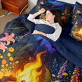 thumbnail image 5 of Manfei Adventure Campfire Starry Sky King Bedding 7pcs,Jungle Wildflowers King Bed in a Bag,Orange Blue Green, 5 of 6