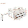 thumbnail image 2 of Harper & Bright Designs Full Size Low Loft Bed with Retractable Writing Desk and 4 Drawers, Wooden Loft Bed with Lateral Portable Desk and Shelves, White, 2 of 17