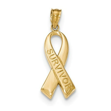 14k Yellow Gold Survivor Ribbon Pendant