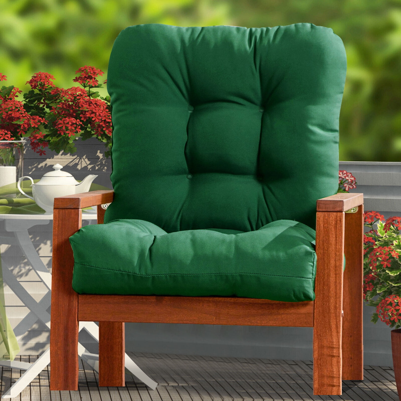 TOPCHANCES Tufted Outdoor/Indoor Seat/Back Chair Cushion, Waterproof Non-slip Anti-fading Deep Seat Chair Cushions, Outdoor Dining Chair Cushion for Patio Furniture