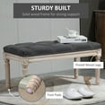 thumbnail image 4 of HOMCOM 32" Vintage Ottoman, Tufted Foot Stool with Upholstered Seat, Rustic Wood Legs for Bedroom, Living Room, Gray, 4 of 9