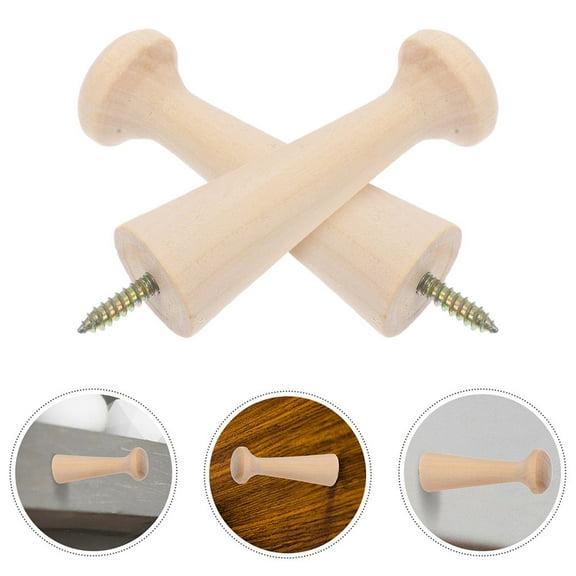 COSMOBETTY Entryway Coat Rack Wooden Wall Hooks Beige 6Pcs