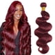 thumbnail image 1 of Extensiones de cabello humano ondulado color vino tinto, sin procesar, brasileño, virgen, borgoña, 26 pulgadas, 1 paquete, n.° 99J, 1 of 1