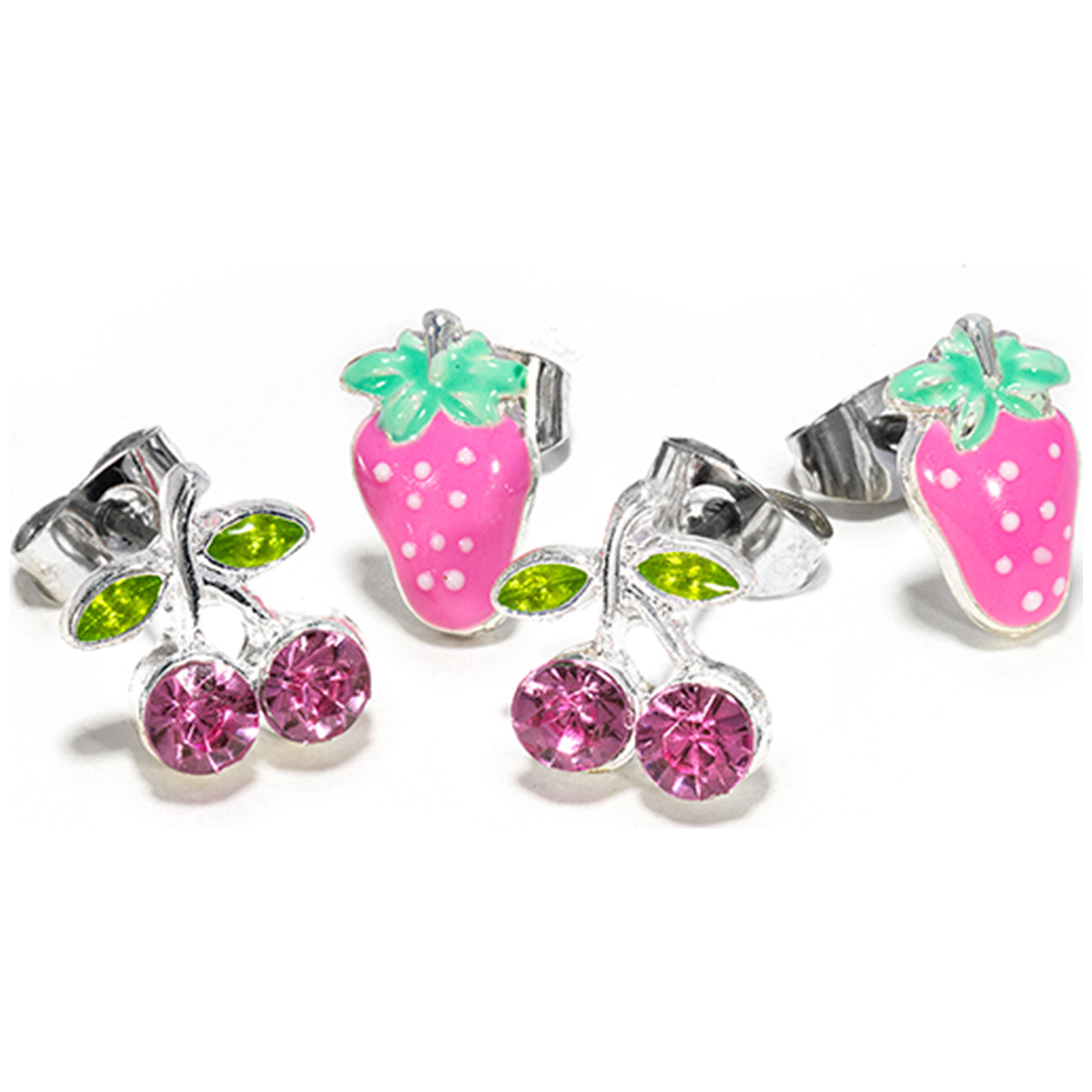 Claire's Girls Gold and Pink Spring Stud Earrings Set, Metal Alloy, 12 Pairs Teen