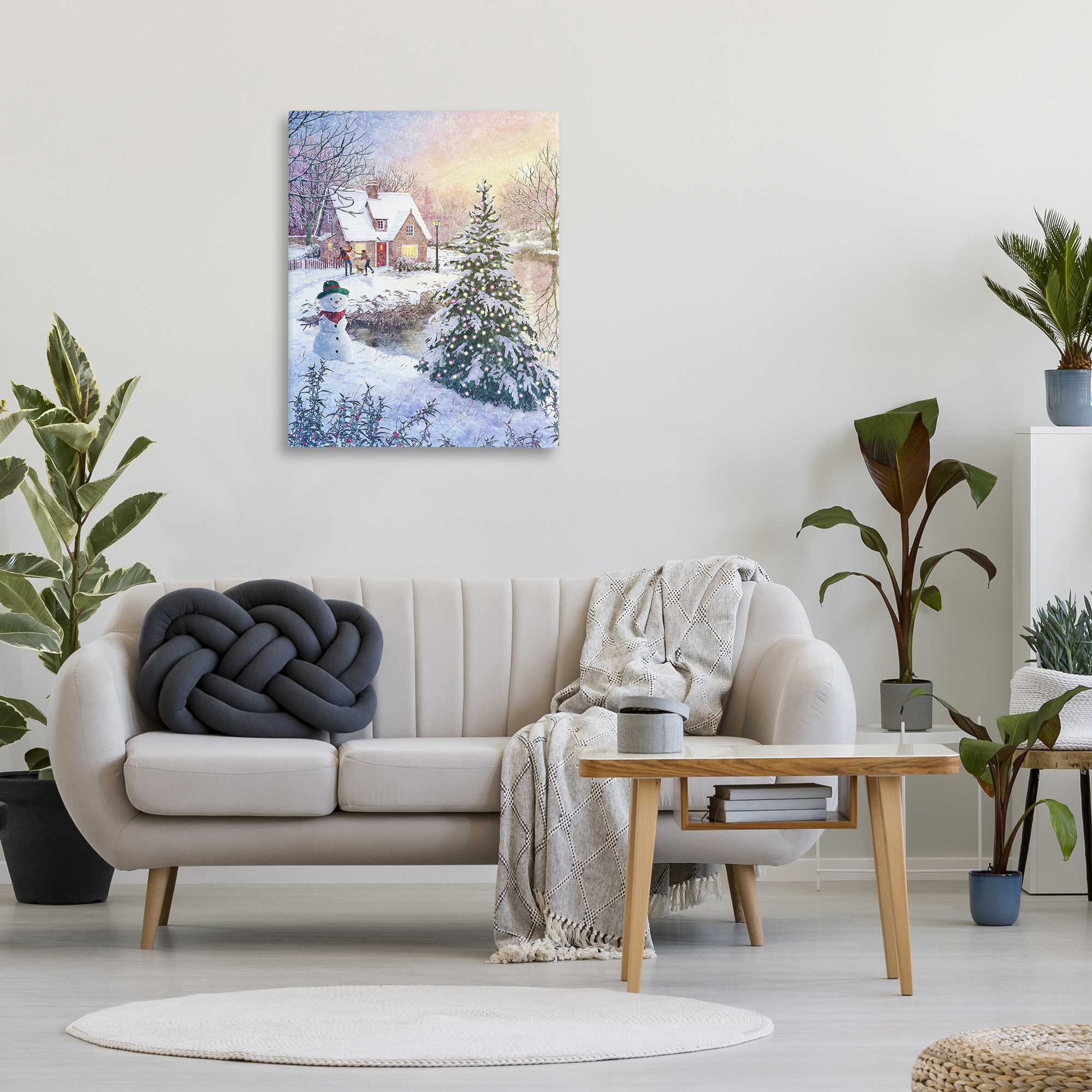 Stupell Industries Kids Playing in Snow Holiday Painting Gallery Wrapped Canvas Art Print Wall Art, 30 x 40