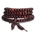 thumbnail image 3 of Imitation Red Sandalwood Chinese Knot Buddha Bead Bracelet New T3 I8C1, 3 of 8