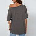thumbnail image 4 of Oversized T Shirts for Womens Oblique Off-Shoulder Short Sleeve Summer Tops Solid Dressy Casual Loose Tee Shirt Teen Girls Basic Going Out Tunic T-Shirts Fashion Y2K Clothes Cute Blouses, 4 of 7