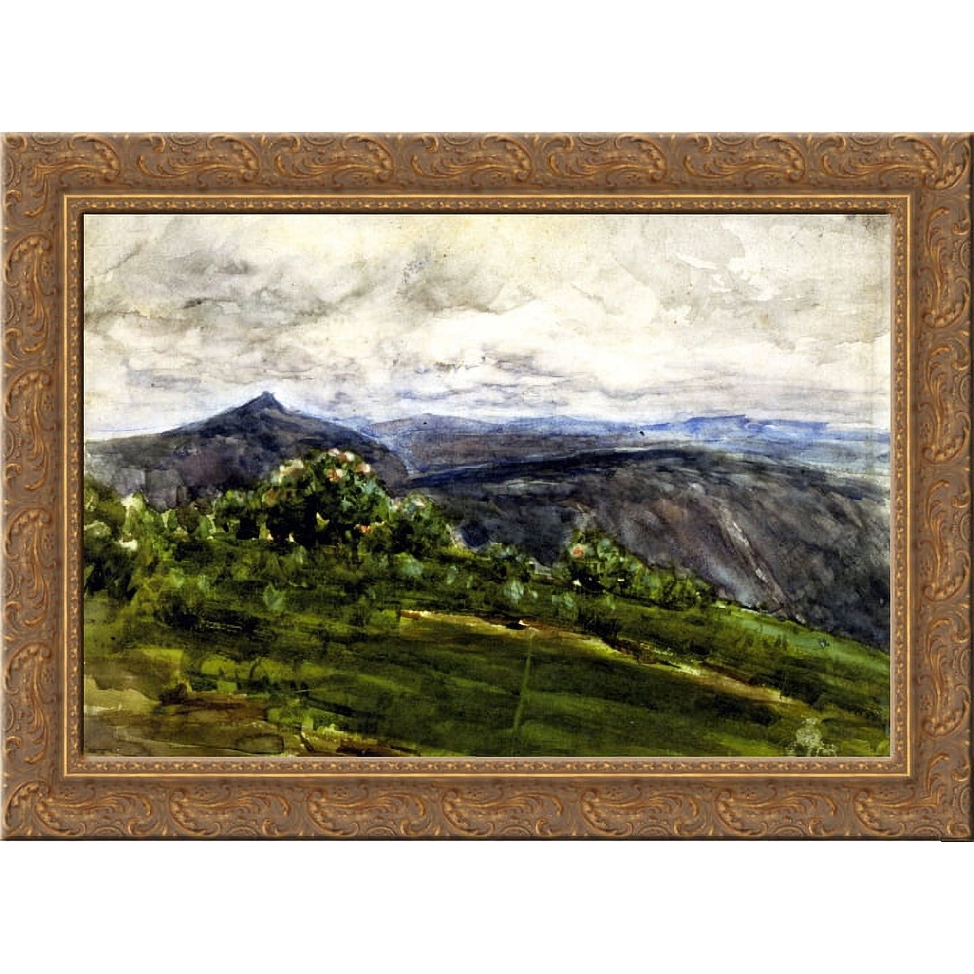 Mountain Landscape, Highlands, North Carolina 24x16 Gold Ornate Wood Framed Canvas Art by Henry Ossawa Tanner