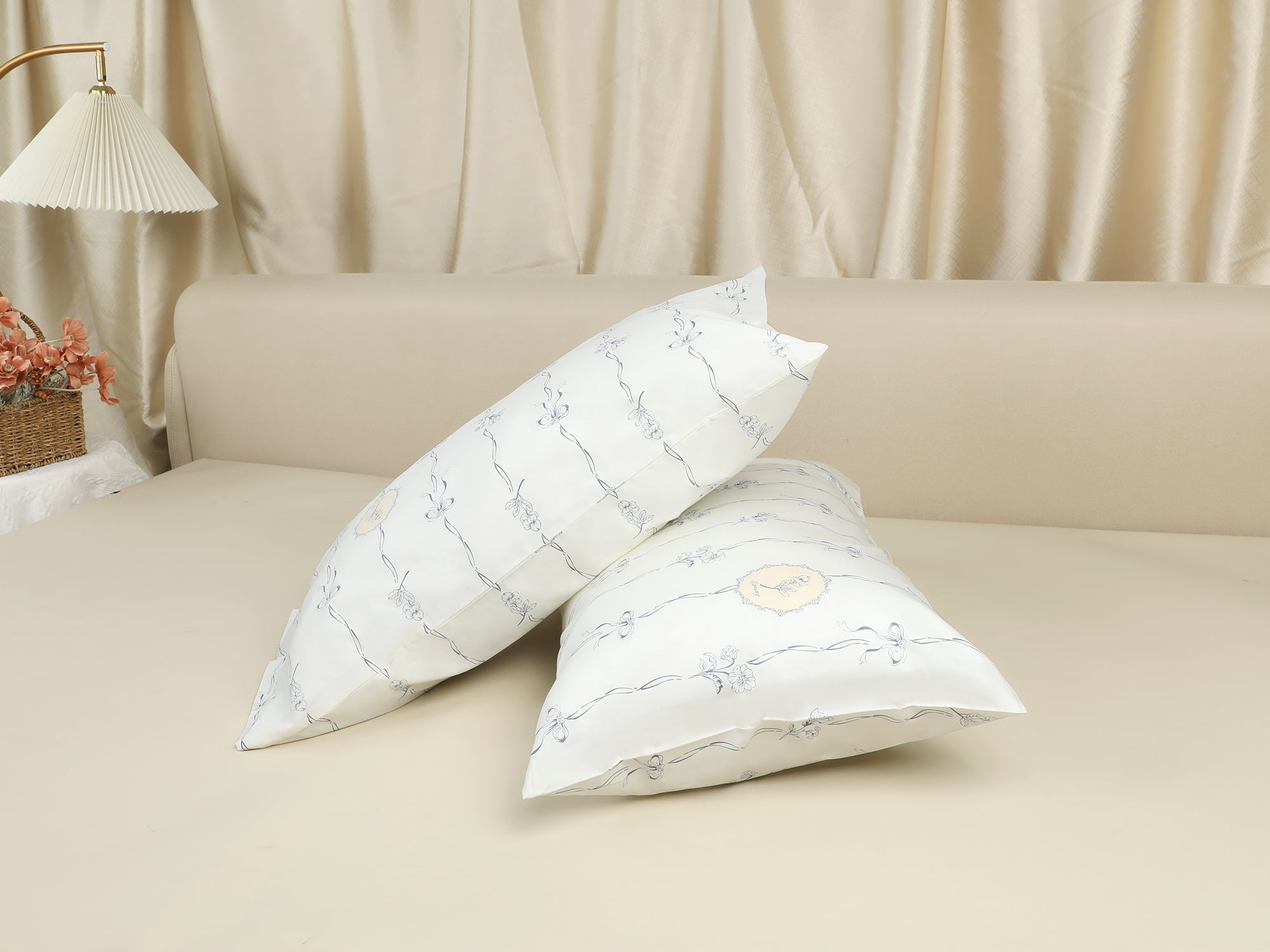 Unique Bargains Pillowcase Cotton Floral Pillow Cases with Envelope Closure White