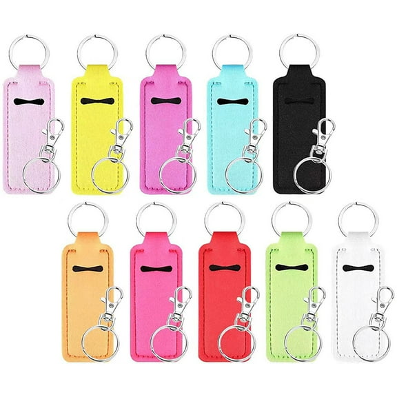 LOLIPPYY 10 Sets Portable Lip Balm Keychain Assorted Color DIY Suspend for Women