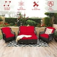 thumbnail image 5 of Costway 5PCS Patio Rattan Furniture Set Loveseat Sofa Ottoman W/Red Cushion, 5 of 12