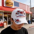 thumbnail image 4 of Red Rose United States 250Th Anniversary Hat Printed Design,Bald Printed Patriotic Baseball Cap For Men Women, 4 of 5