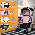thumbnail image 4 of Wheelive 3-in-1 Pet Stroller & Car Seat with Detachable Carrier, 4-Wheel Foldable Design, Oxford Fabric, for Small Dogs & Cats up to 65lbs, Pink, 4 of 11