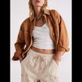 thumbnail image 3 of Chaqueta Vaquera de Larga con Solapa Holgada para Mujer Marrón XL, 3 of 6
