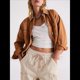 thumbnail image 3 of Chaqueta Vaquera de Larga con Solapa Holgada para Mujer Marrón XL, 3 of 6