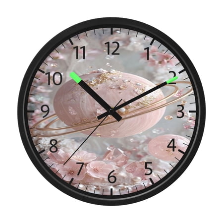 DIXRUYEE Voice Activated LED Night 12in Clock with Pinkorbit Pattern