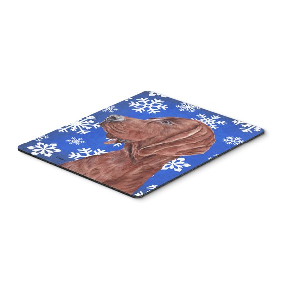 "Redbone Coonhound Winter Snowflakes Mouse Pad Hot Pad or Trivet"