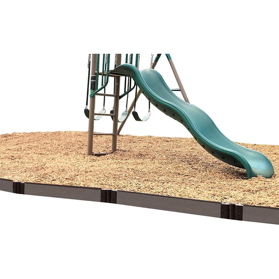 Weathered Wood Straight Playground Border Kit 32' - 1" Profile