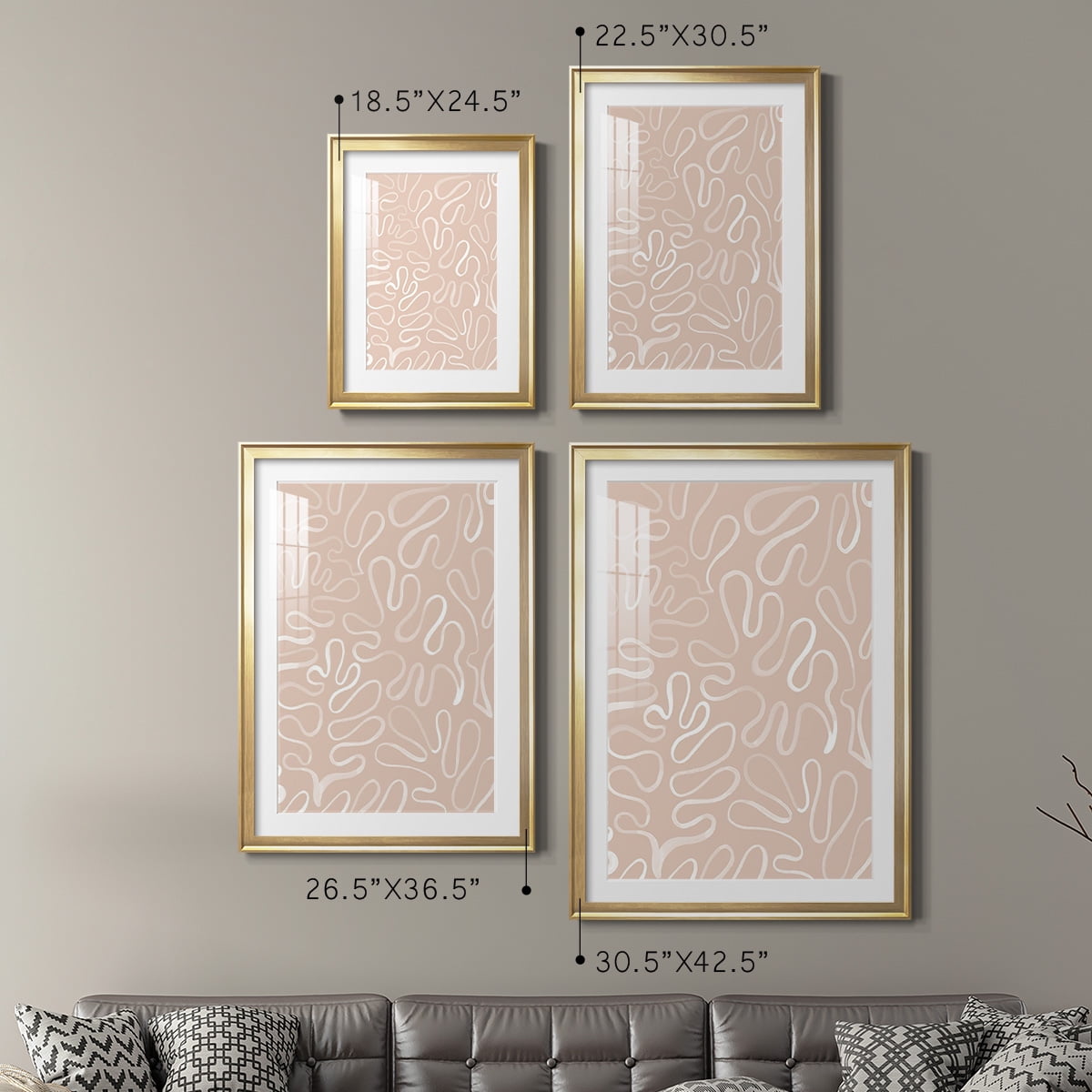 Wexford Home Matisse Pieces III Premium Framed Print, 22.5" x 30.5" - Ready to Hang, Gold (Set of 2)