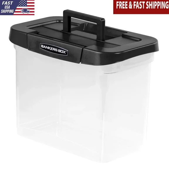 Portable File Box With Reinforced Corners Lid Stacking Modular Secure Storage