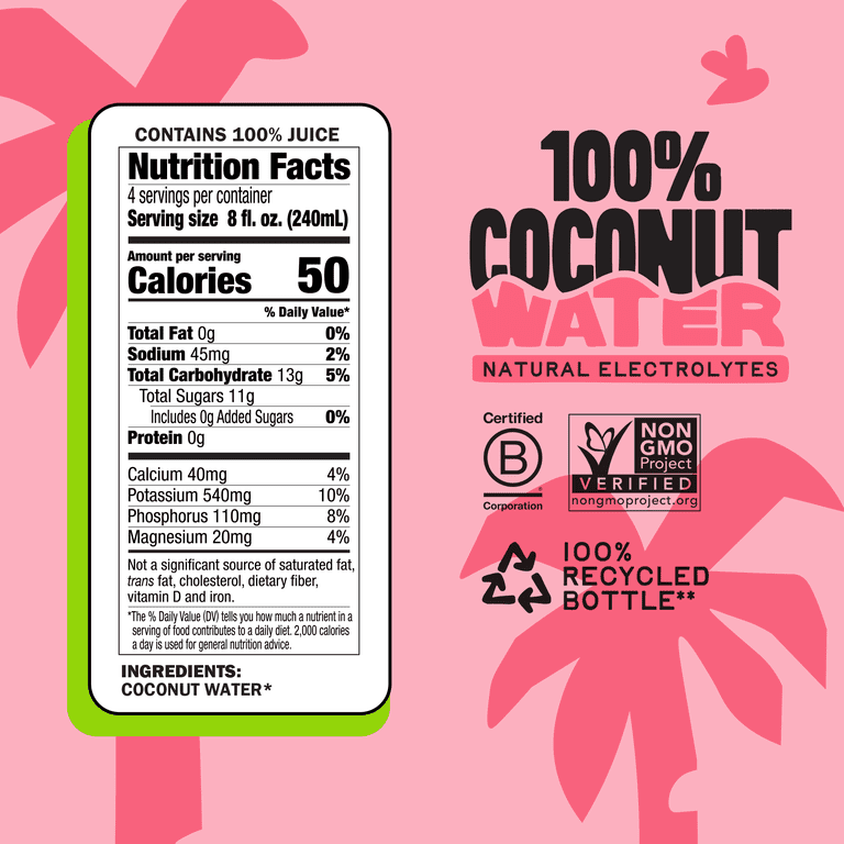 Harmless Harvest 100% Coconut Water, 32 fl oz Bottle photo 2