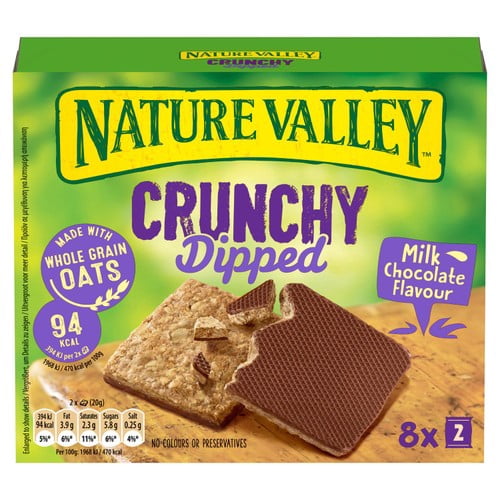 Nature Valley Crunchy Dipped Cereal Bars Milk Chocolate Flavour 8 x 20g, British Import (Pack of 3)