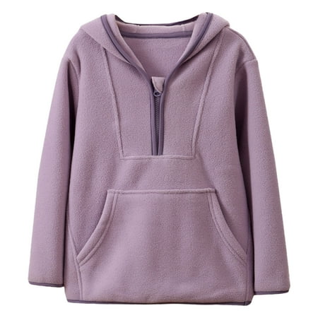 uikmnh Cute Hoodies Boys Girls Winter Hoodie Kids Solid Color Pullover Sweatshirt Warm Lined Hooded Jacket Cozy Soft Casual Outerwear Size:3-4 Years