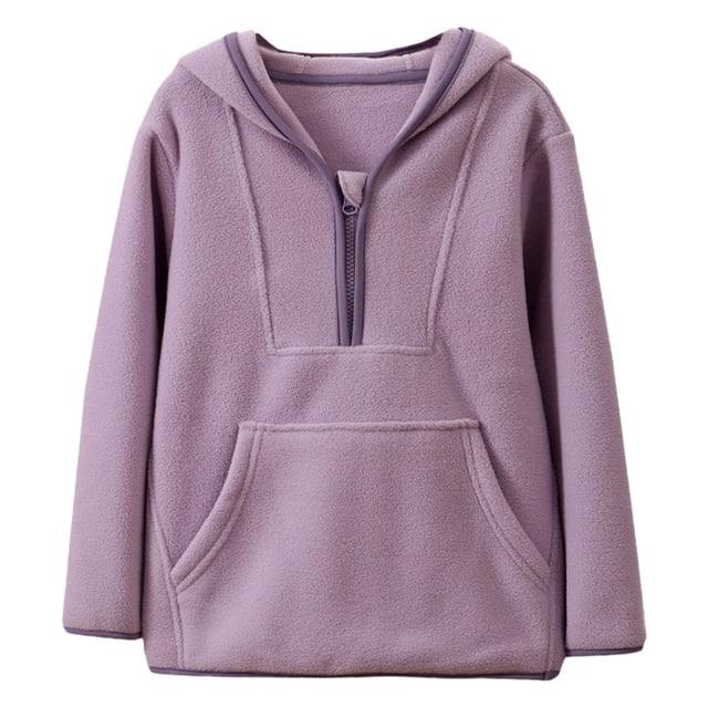 Aocisk Garçons Filles Chandail à Capuchon d'Hiver à Enfiler Chaud Doublé Manteau pour Enfants Violet 6-7 Ans