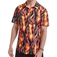 thumbnail image 3 of Men's flame stylish 3D printed graphic short sleeve shirts casual fashion print button down shirt, 3 of 12
