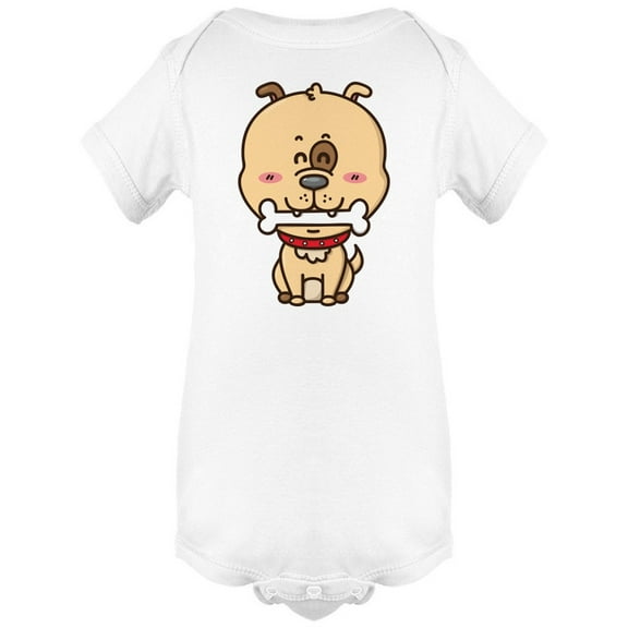 Happy Puppy With Bone Bodysuit Infant -Image by Shutterstock, 6 Months